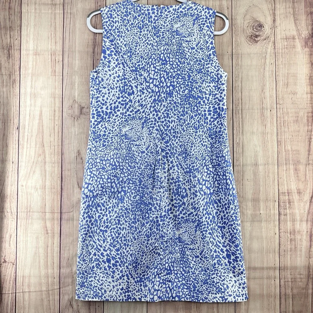 Persifor Blue White‎ Animal Print A-Line Shift Dress Knee Length Sz M Sleeveless - Picture 2 of 7